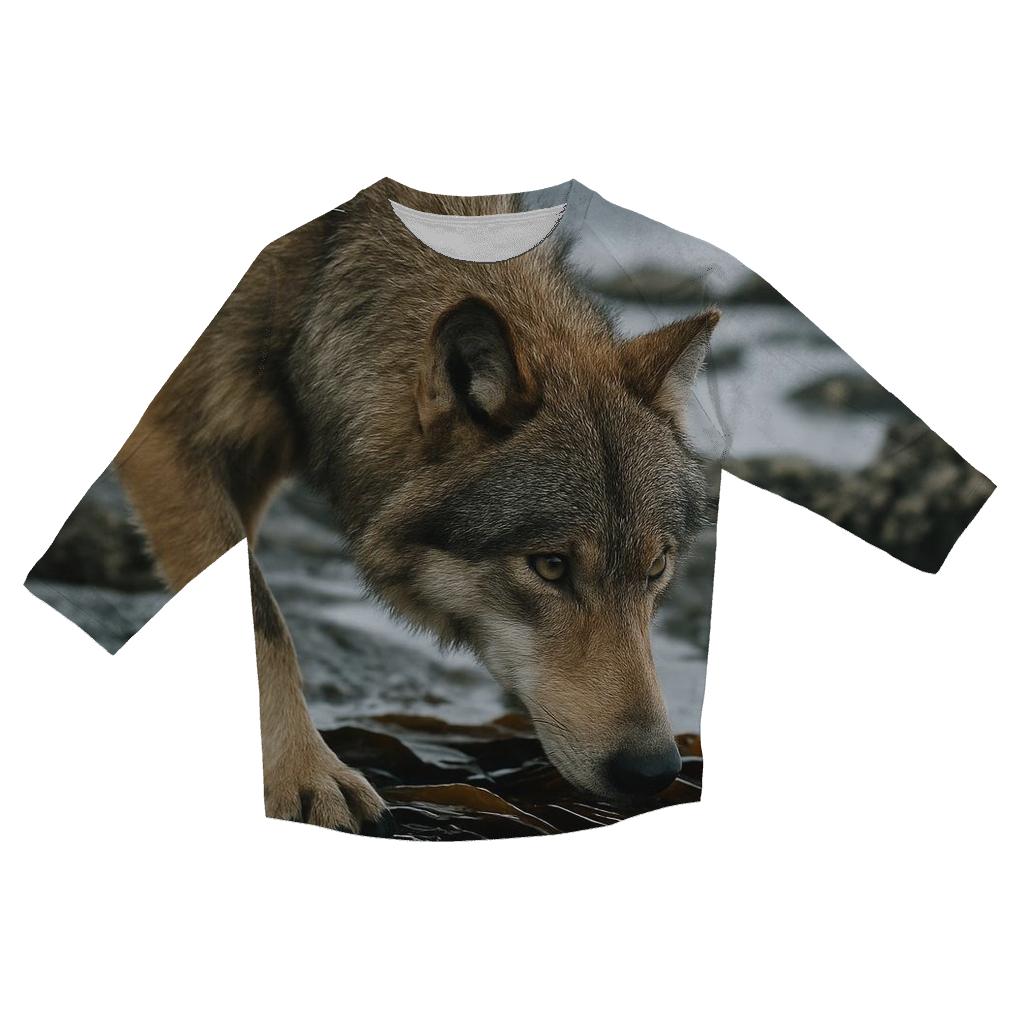 Coastal Wolf Hunting In Kelp Shadows stylish quarter sleeve tops