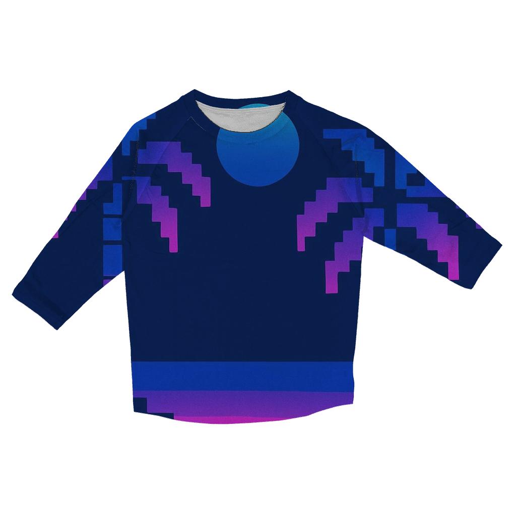 Miami Night Palm Silhouette Blocks printed three quarter sleeve shirts