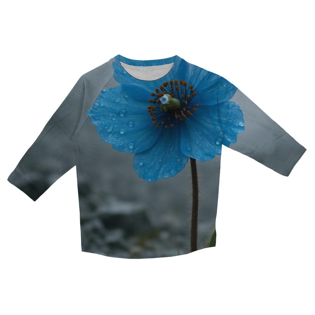 Himalayan Blue Poppy In Misty Alpine Scree custom 3/4 sleeve shirts
