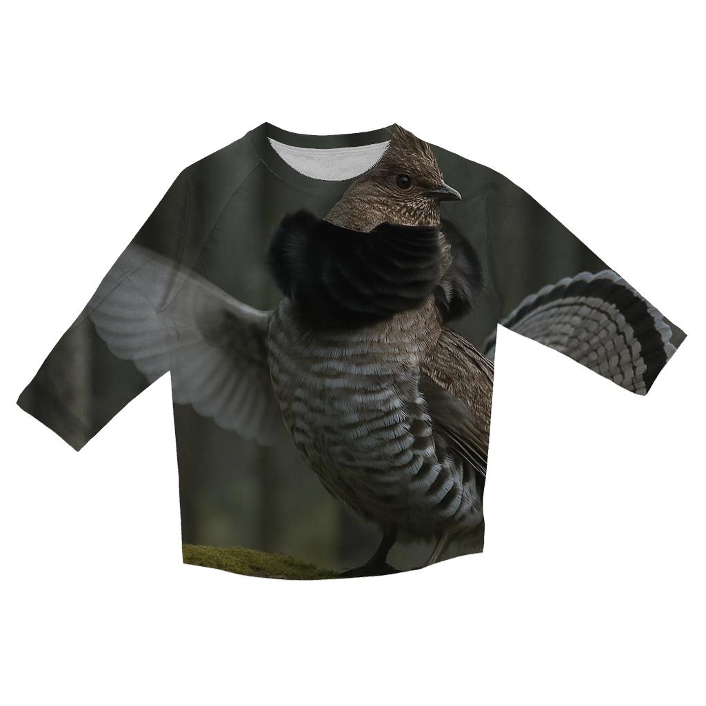 Boreal Drumming Ruffed Grouse custom 3/4 sleeve shirts