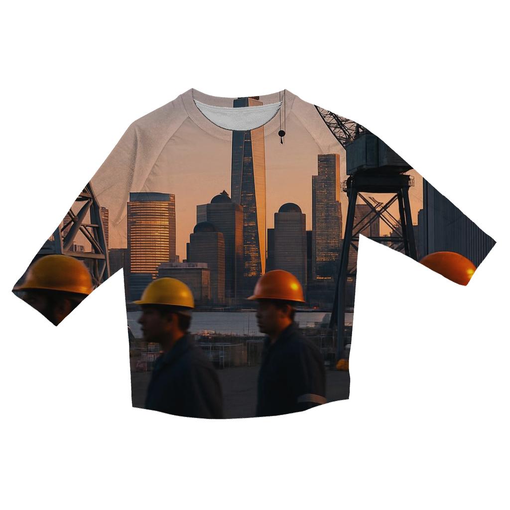Brooklyn Navy Yard Shift Change Facing Lower Manhattan custom 3/4 sleeve shirts