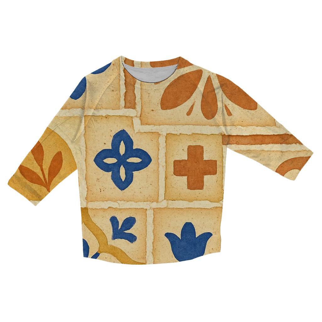 Sunlit Ceramic Tile Collage custom 3/4 sleeve shirts