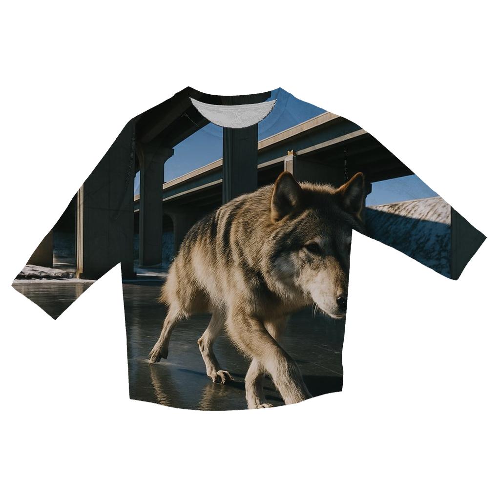 Winter Crossing Under A High Bridge printed three quarter sleeve shirts