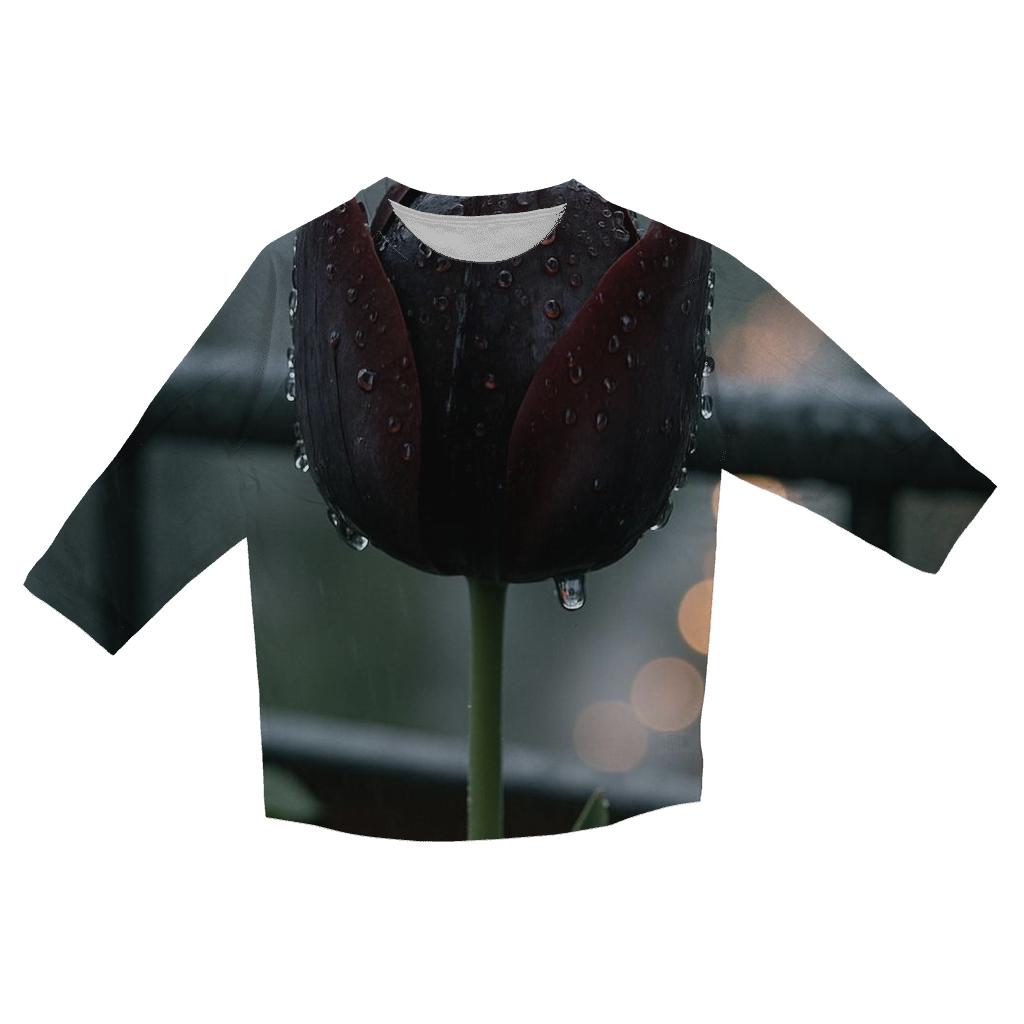 Black Tulip In Rain On A City Balcony personalized 3/4 sleeve tees