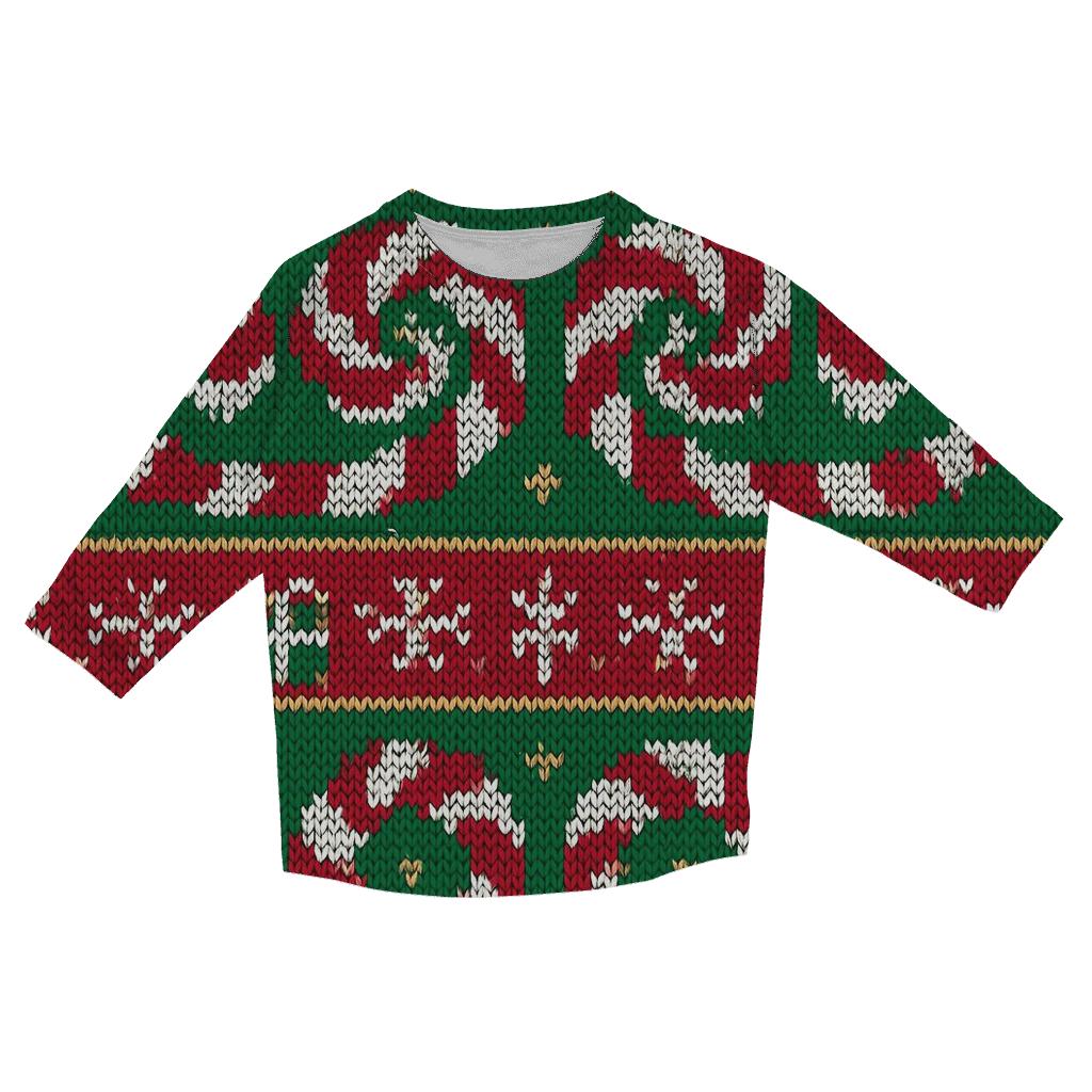 Candy Cane Wormhole Spiral Stripe Design fashion 3/4 sleeve shirts
