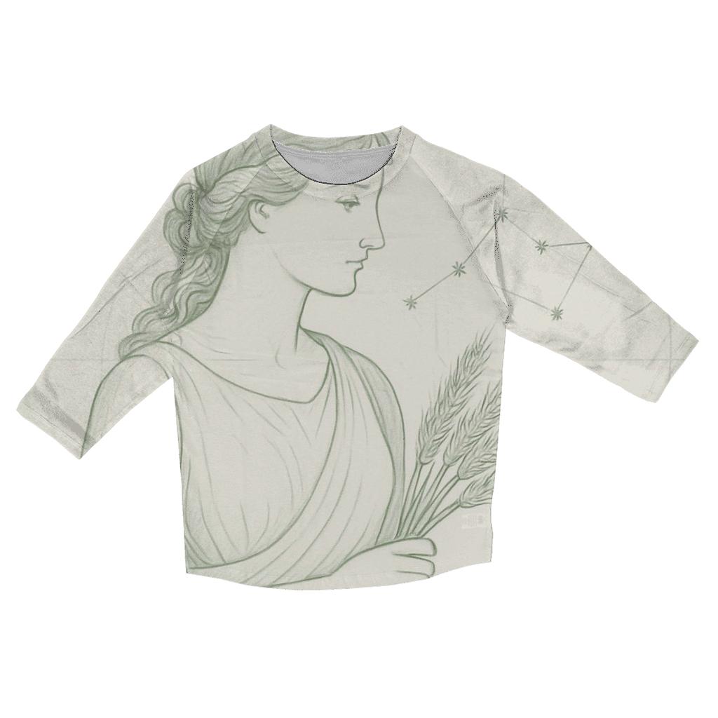 Virgo Harvest Maiden Celestial Grid printed three quarter sleeve shirts