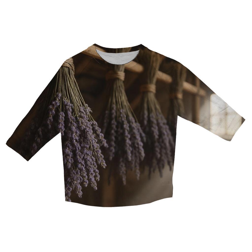 Lavender Bundles Curing On A Rustic Attic Rack custom 3/4 sleeve shirts