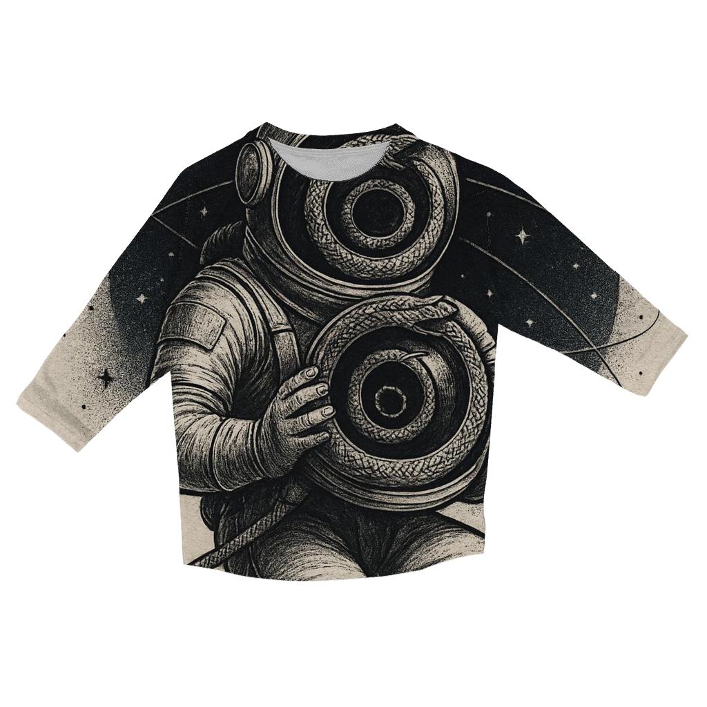 Ouroboros Astronaut Helmet Reflection Loop cotton quarter sleeve shirts