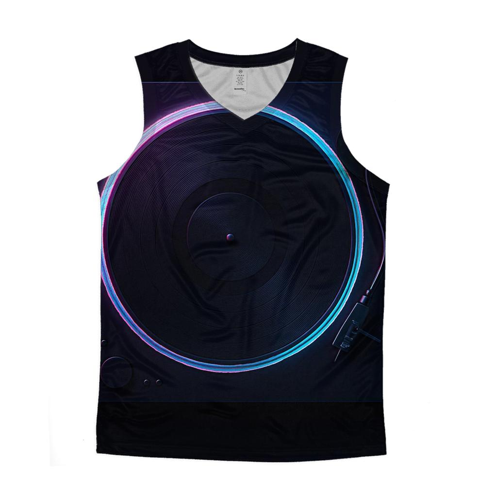 Neon Turntable Halo personalized athletic tanks