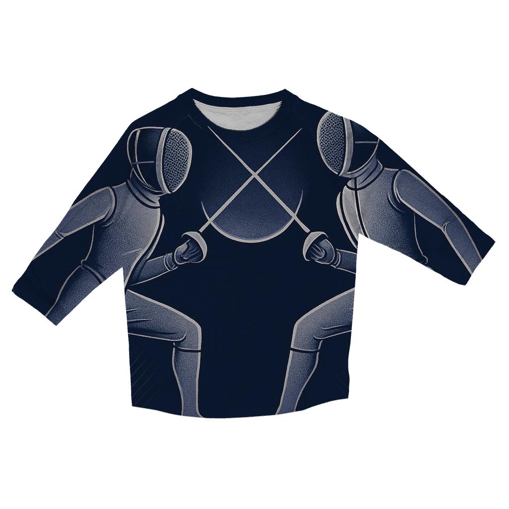 Fencing Moonlit Parry Lines printed three quarter sleeve shirts