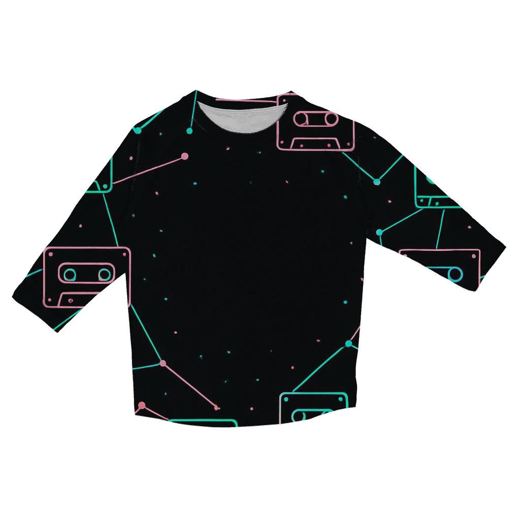 Neon Constellation Cassette Map printed three quarter sleeve shirts