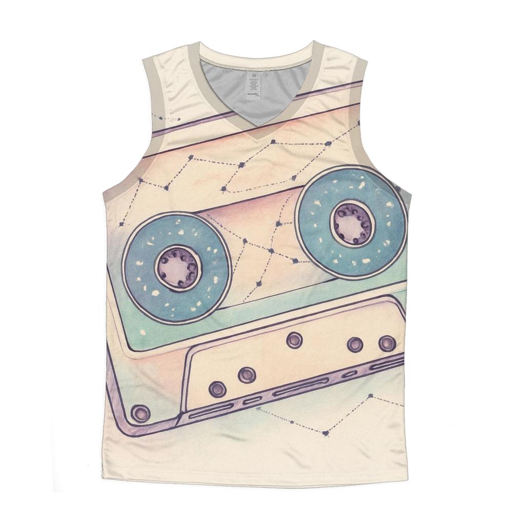 Cassette Constellation Map graphic print tank tops