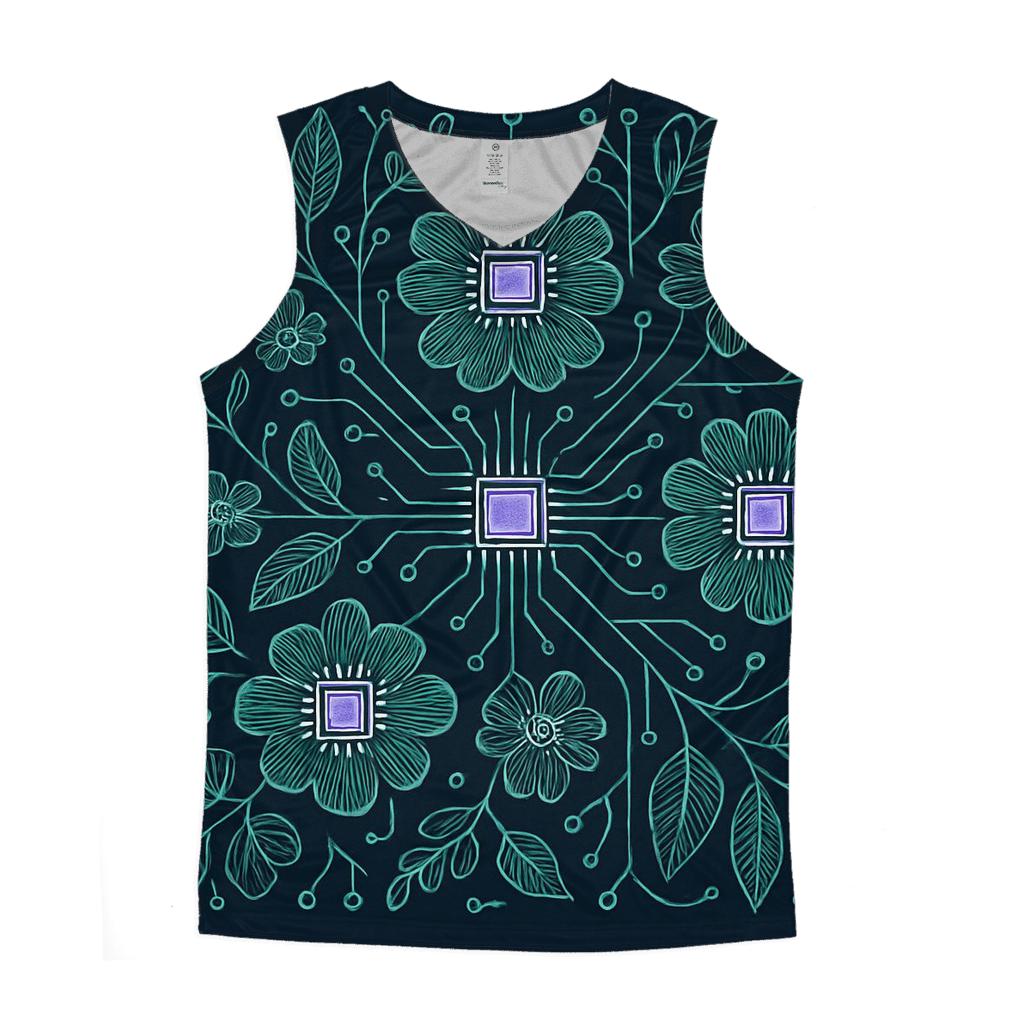 Midnight Botanical Circuit Garden trendy fitted tank tops