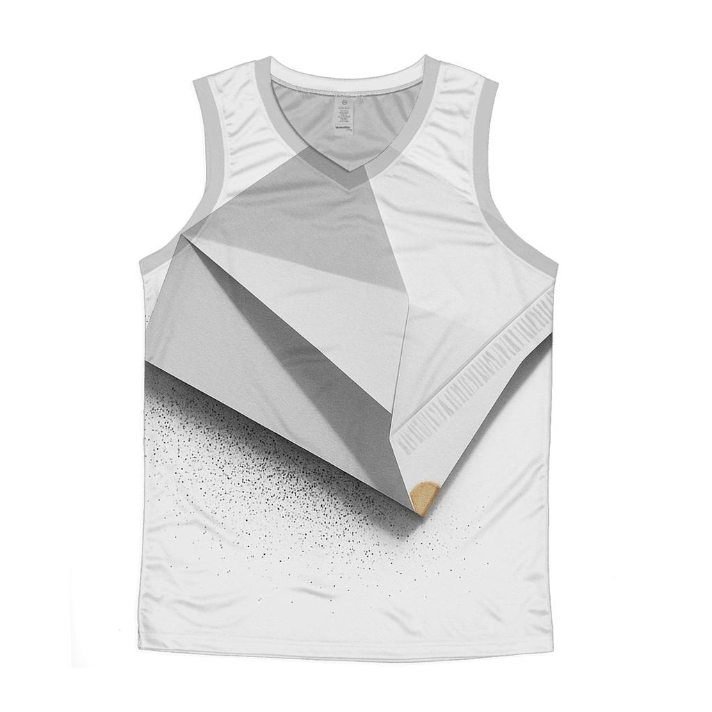 Filter Fold Geometry cotton sleeveless tops