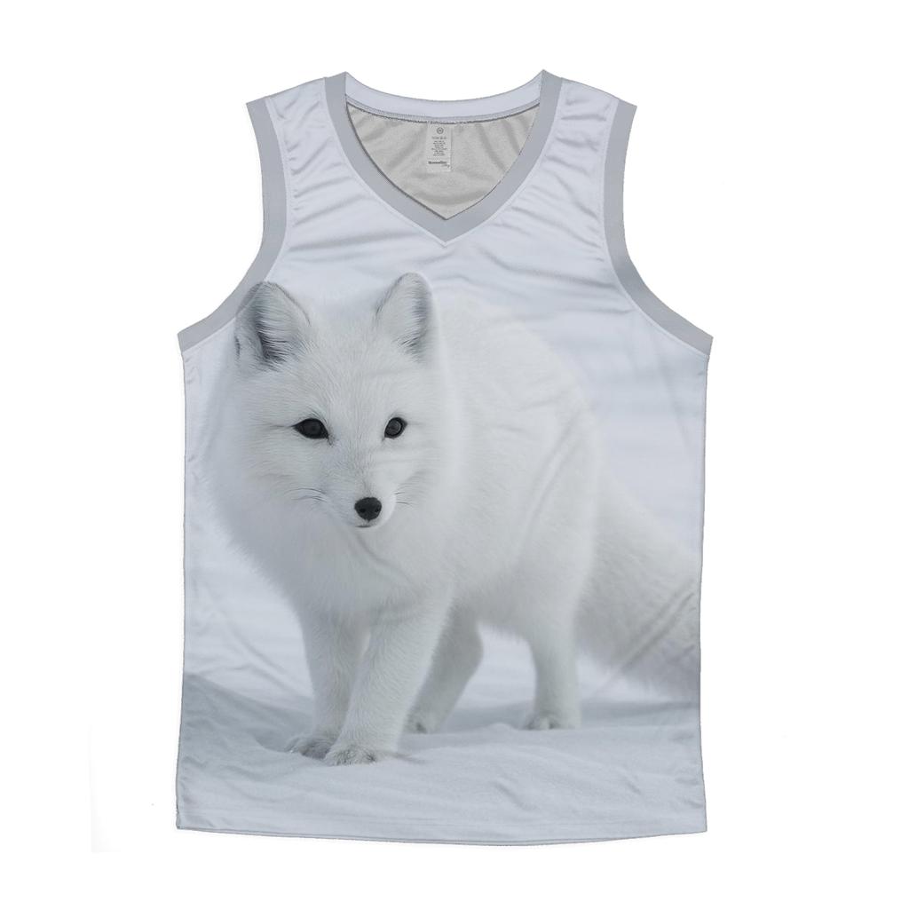 Tundra Stillness Arctic Fox graphic print tank tops