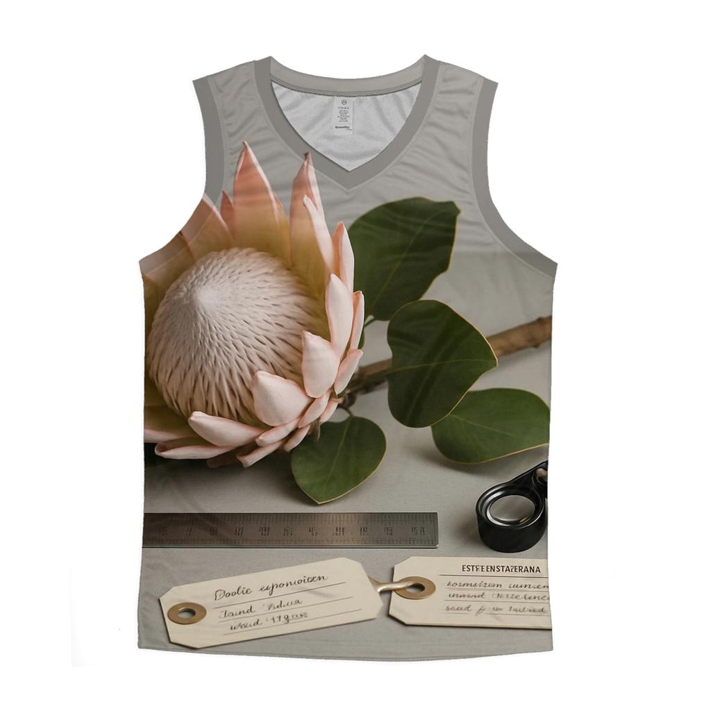 Protea Still Life With Botanical Measurement Tags designer workout tanks