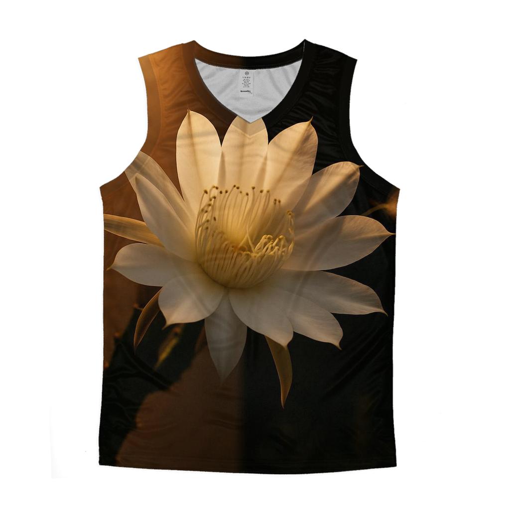Night Blooming Cereus Opening Under Porch Light sports performance tank tops