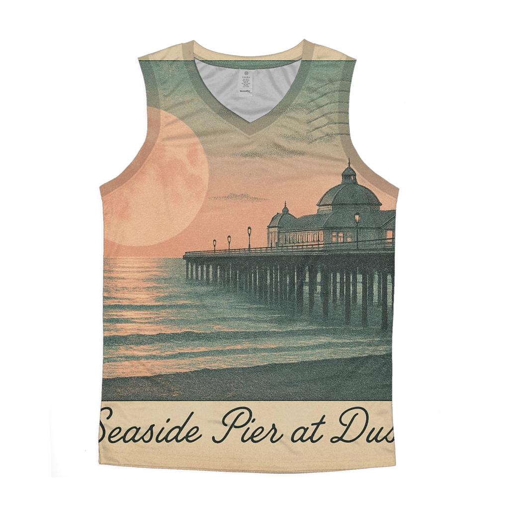 Faded Postcard From The Moon Pier casual summer tank tops