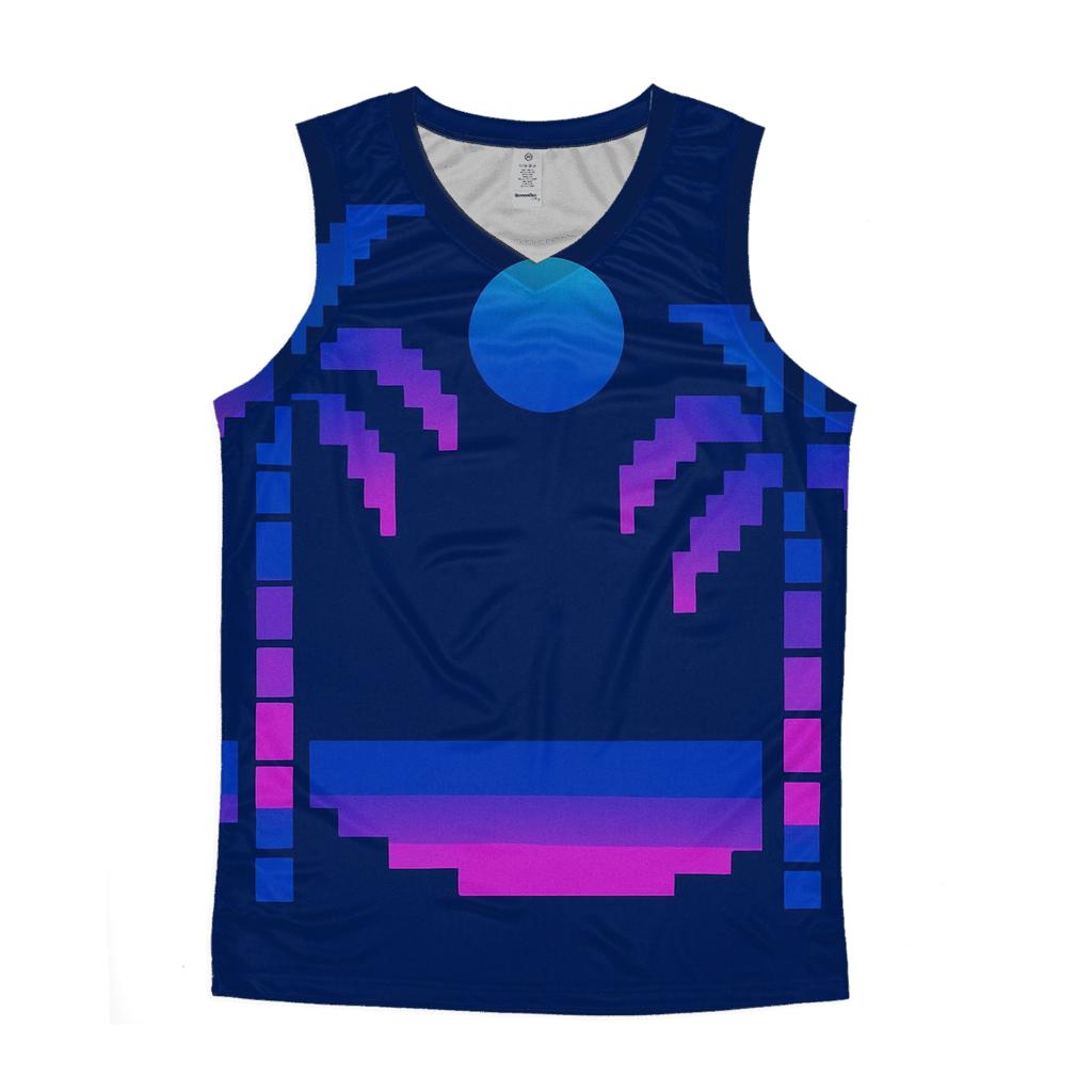 Miami Night Palm Silhouette Blocks casual summer tank tops