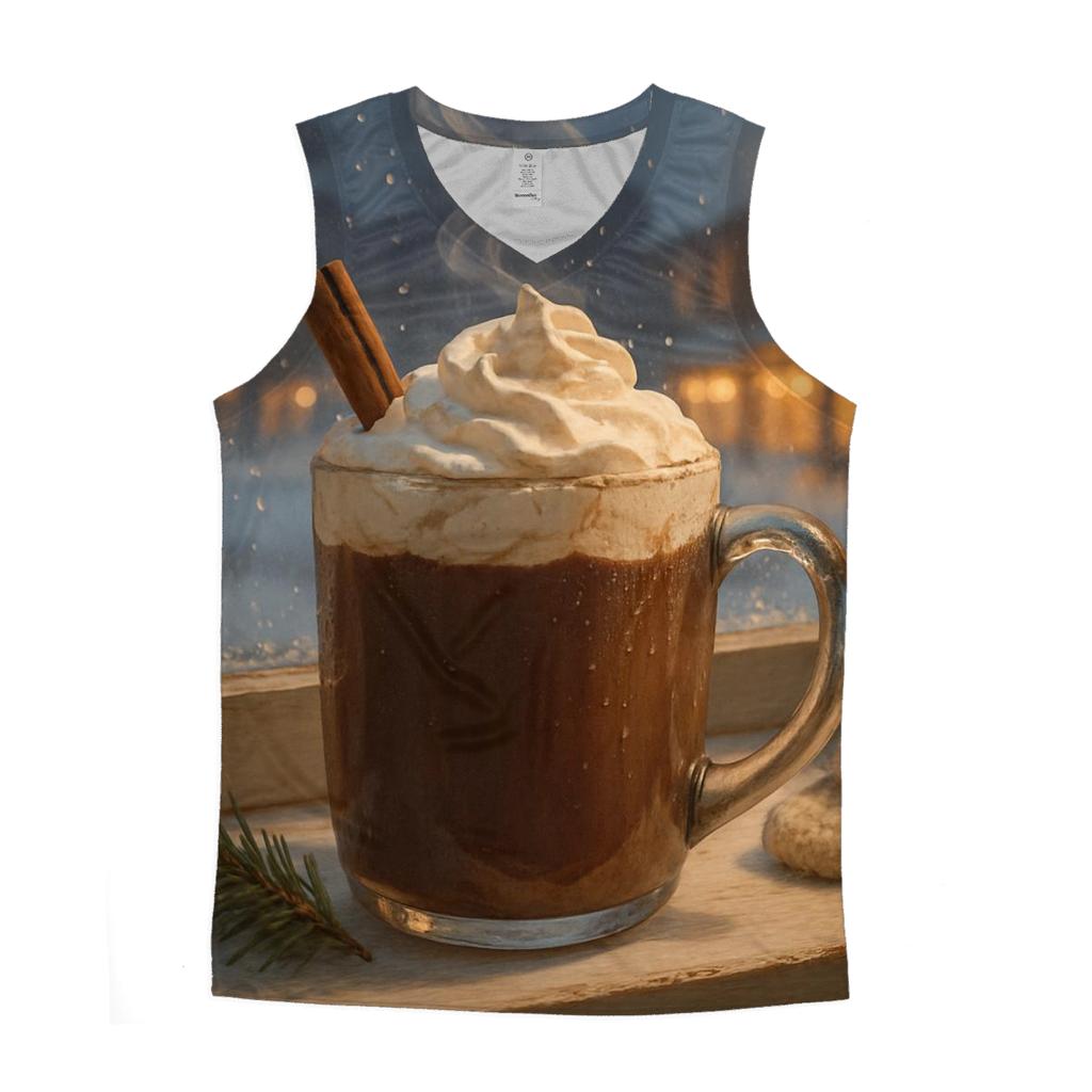 Hot Cocoa On The Winter Windowsill graphic print tank tops