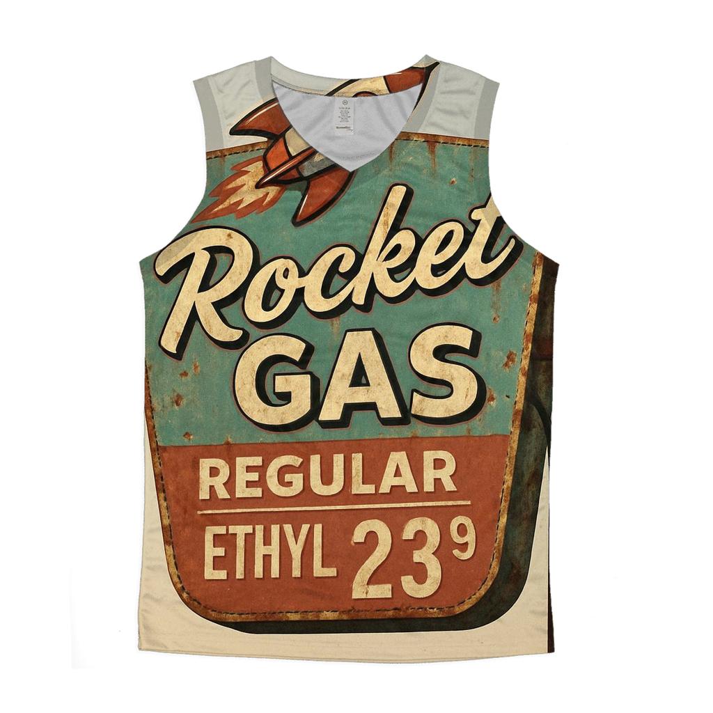 Sunbleached Desert Rocket Gas Station Sign designer workout tanks