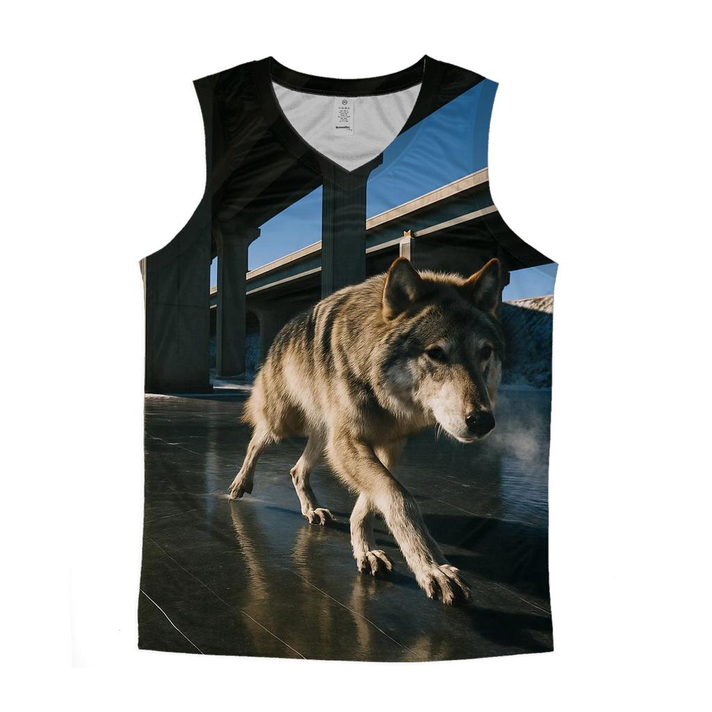 Winter Crossing Under A High Bridge sports performance tank tops