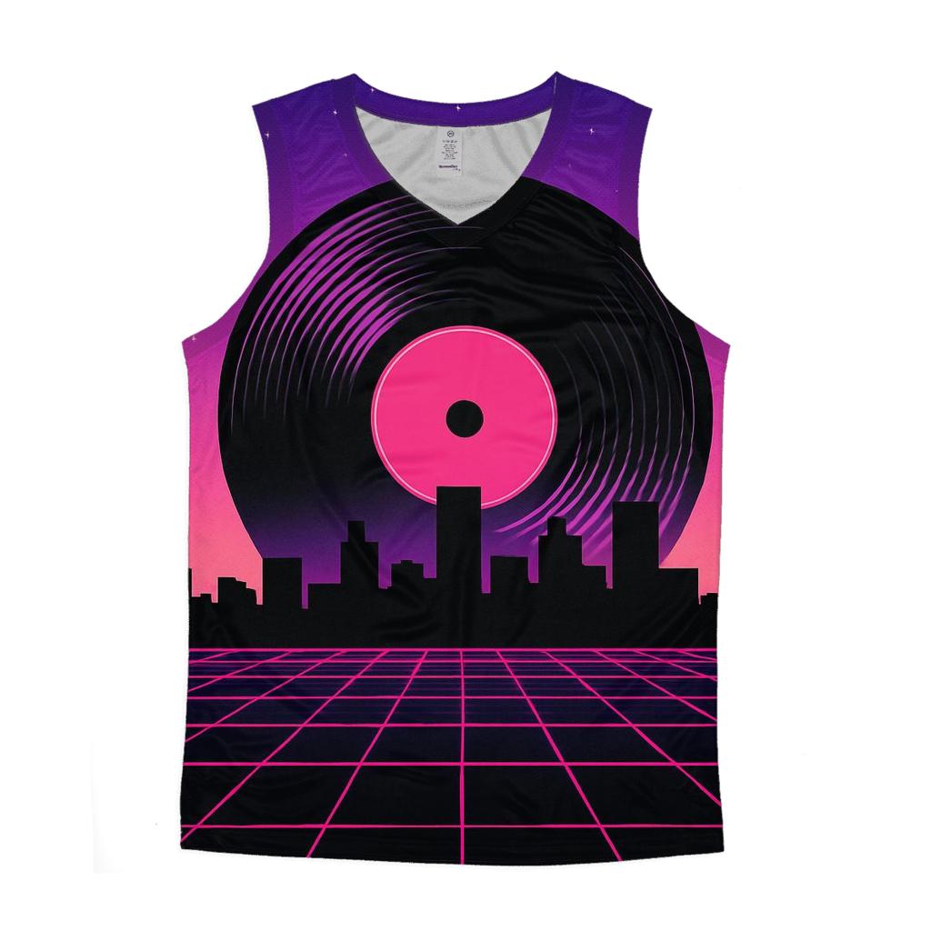 Retro Future Vinyl Skyline trendy fitted tank tops