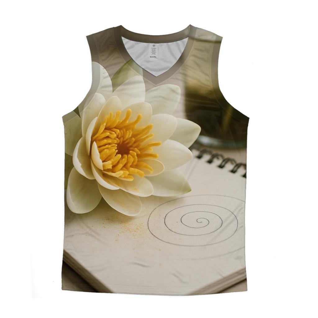 Water Lily Pollen Spiral On A Botanist Notebook cotton sleeveless tops