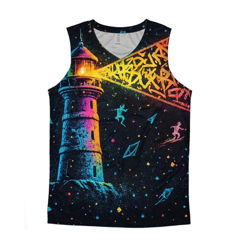 Graffiti Lighthouse In The Void trendy fitted tank tops