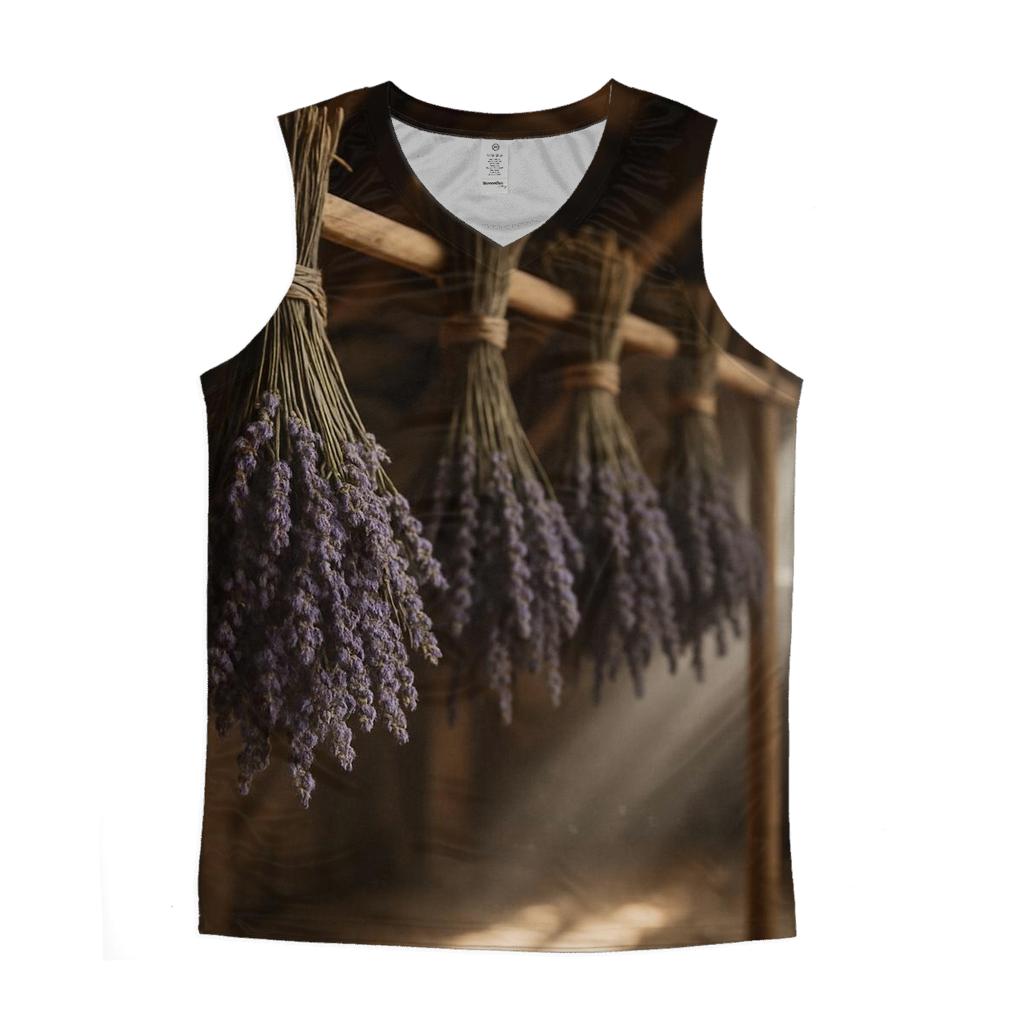 Lavender Bundles Curing On A Rustic Attic Rack sports performance tank tops