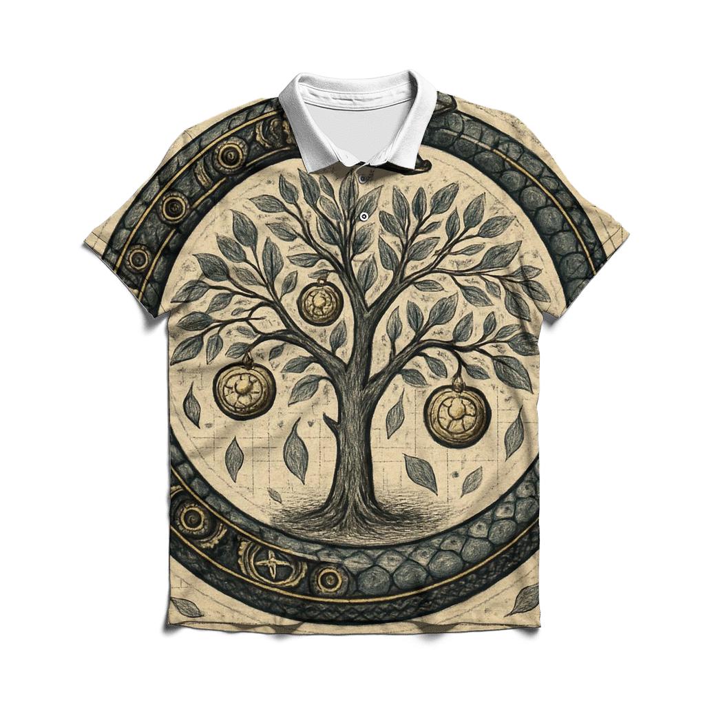 Ouroboros Orchard Of Clockwork Fruit premium cotton polo shirts