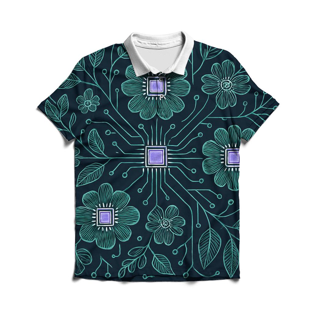 Midnight Botanical Circuit Garden custom polo shirts