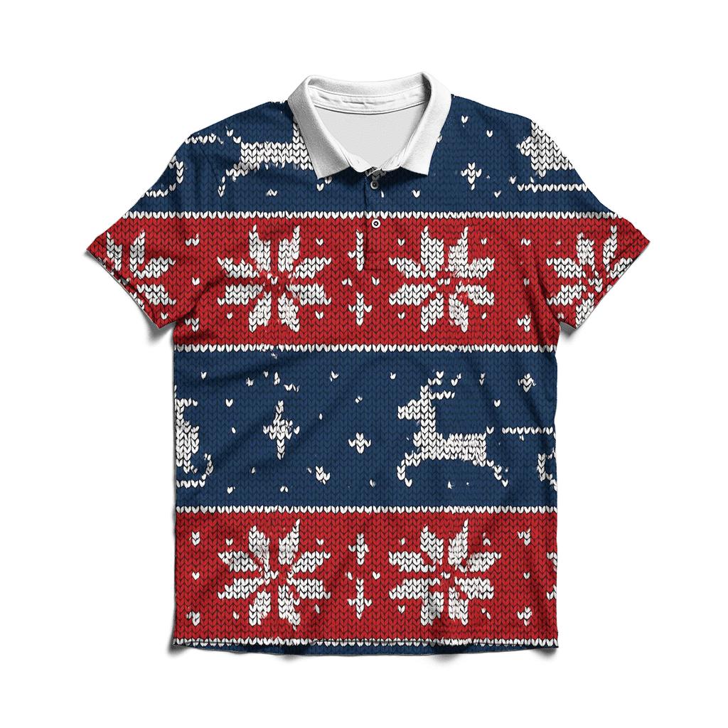 Santa Sleigh Constellation Stripe Design classic pique polos