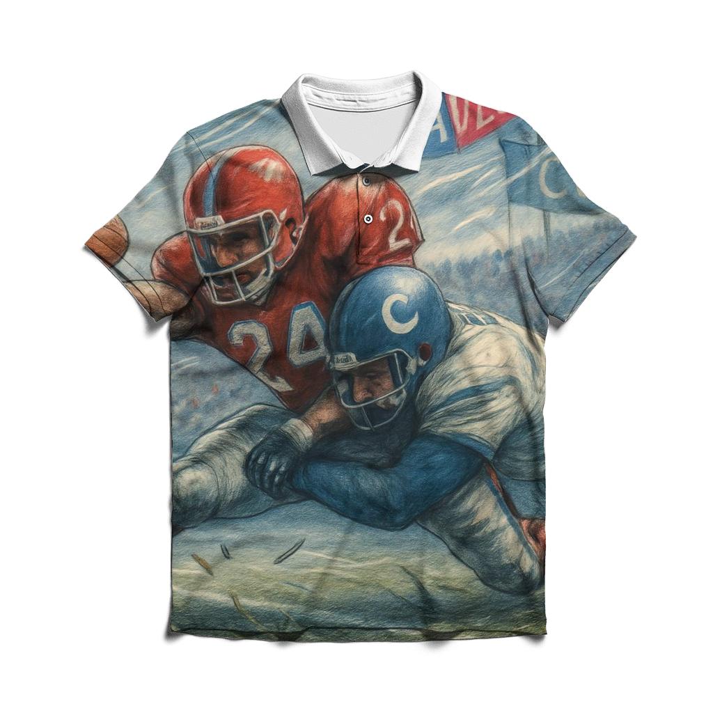 Windy Field Clash At The Goal Line premium cotton polo shirts
