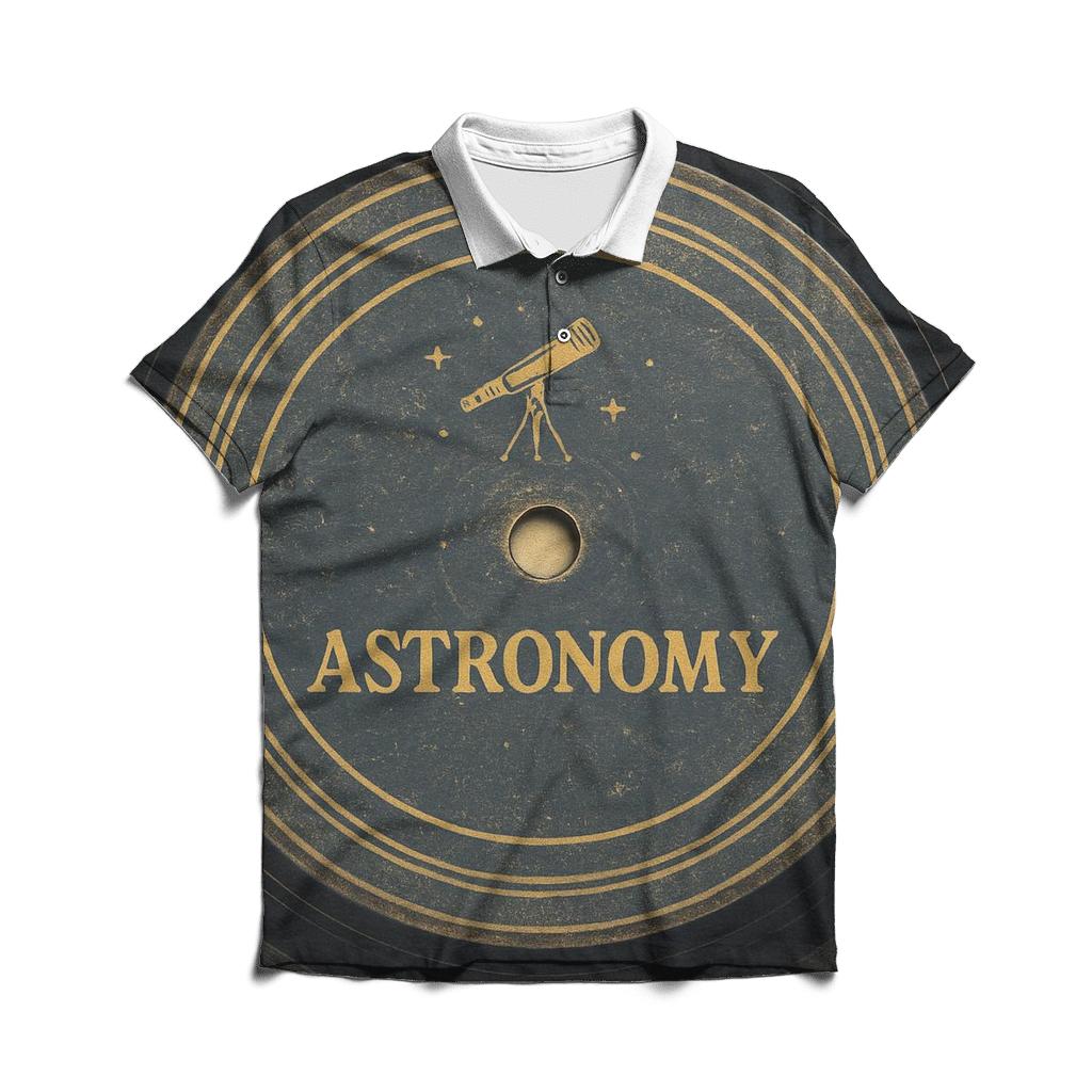 Aged Vinyl Record Stargazing Label casual sports polo shirts