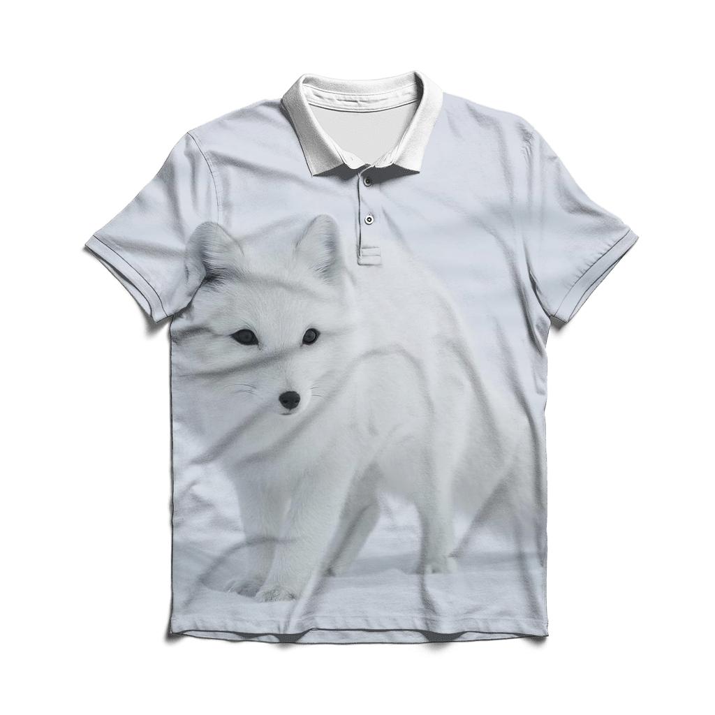 Tundra Stillness Arctic Fox classic pique polos