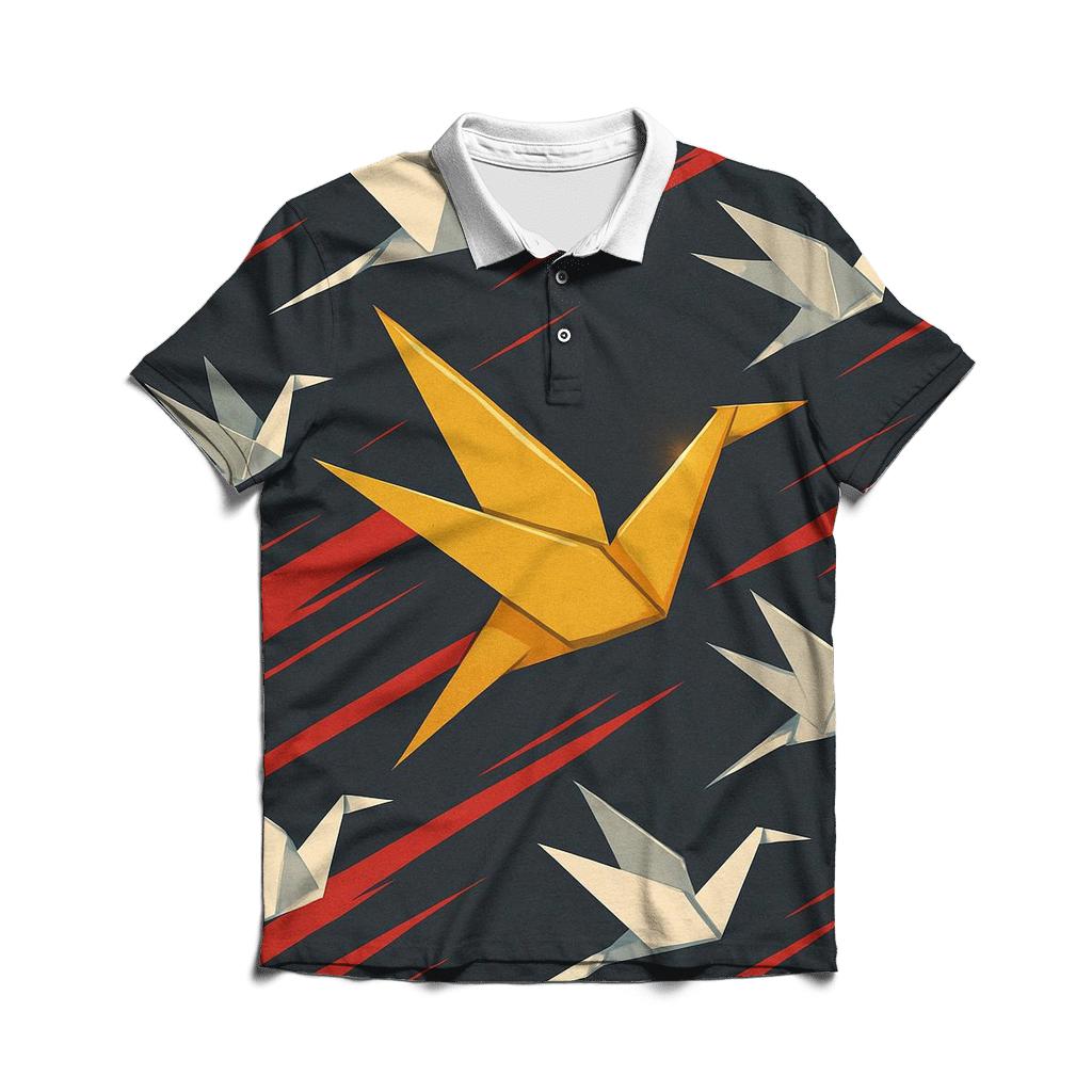 Kinetic Origami Crane Storm custom polo shirts