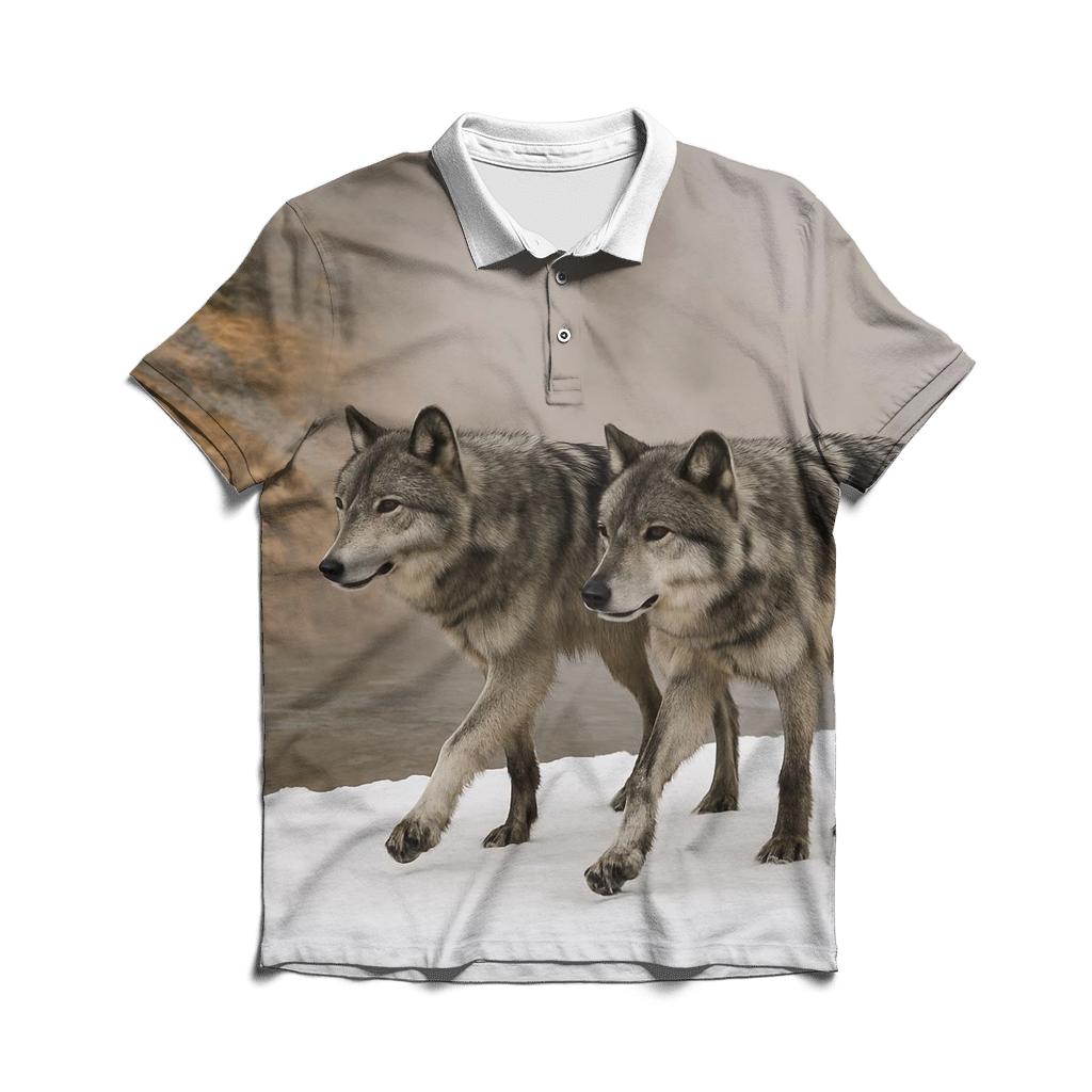 Wolves On The Geothermal Snow Line custom polo shirts