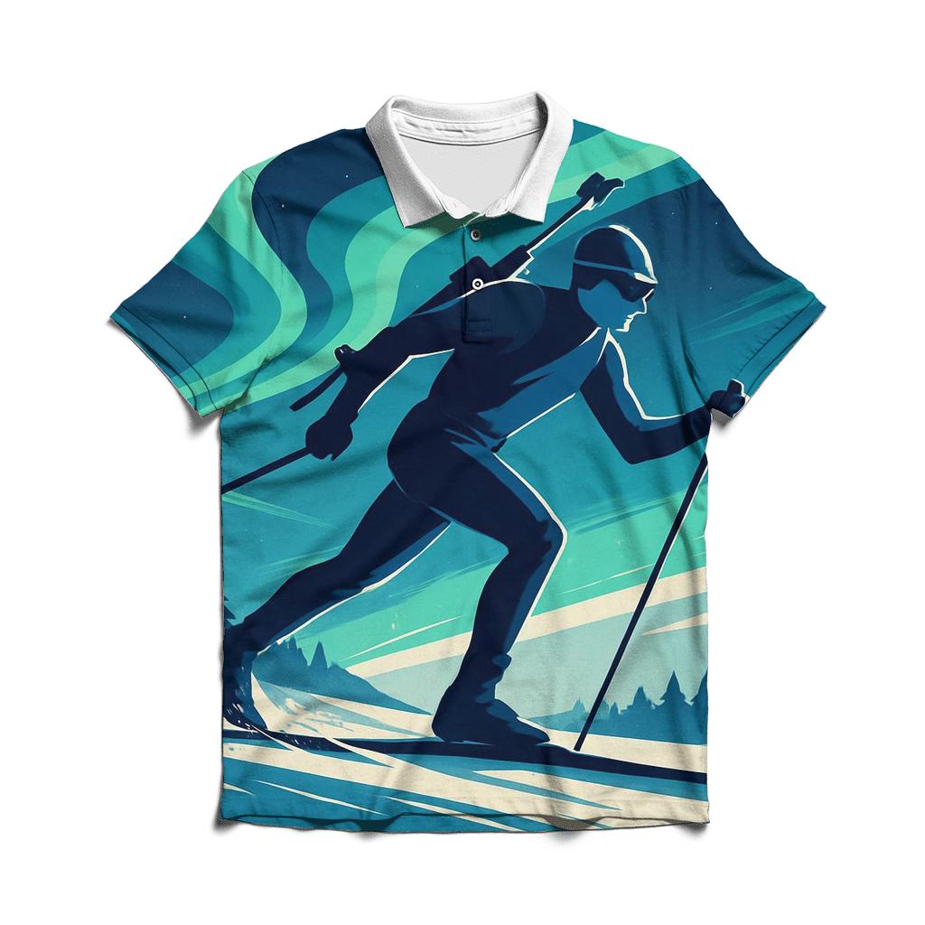 Midnight Biathlon Aurora Chase embroidered polo tops