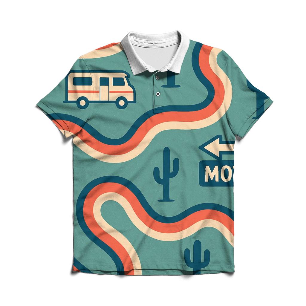 Groovy Road Trip Map Lines personalized polo shirts