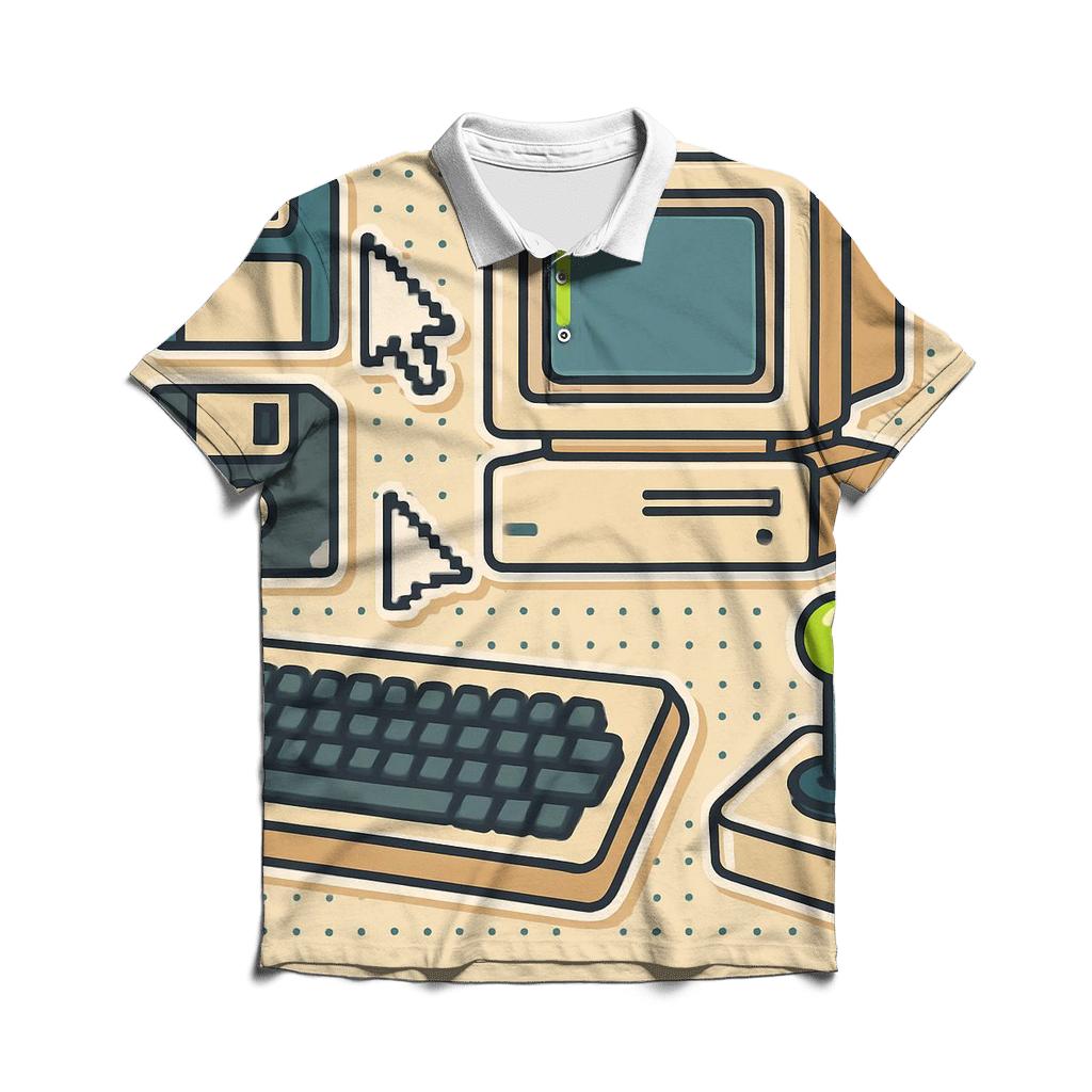 Retro Computer Desk Icons classic pique polos