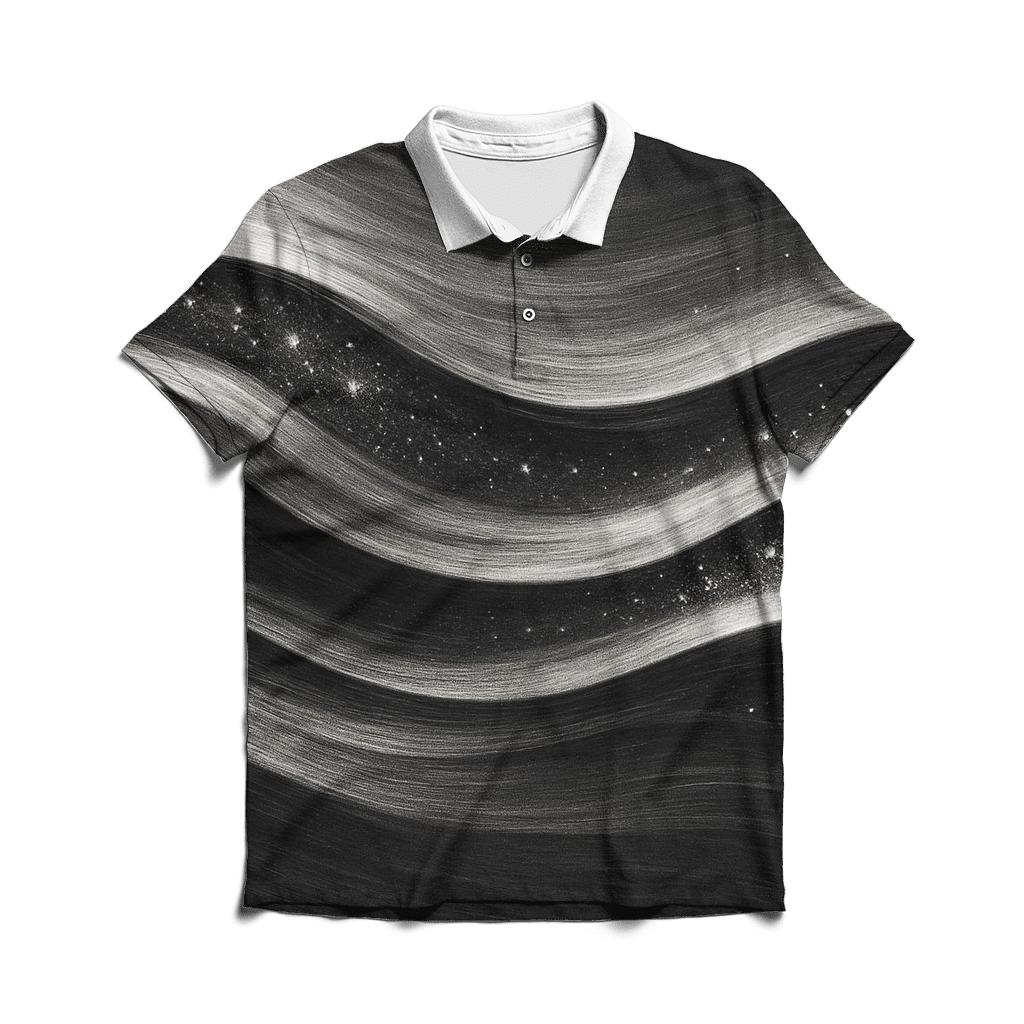 Silver Charcoal Mirror Ripple stylish collar polo tees