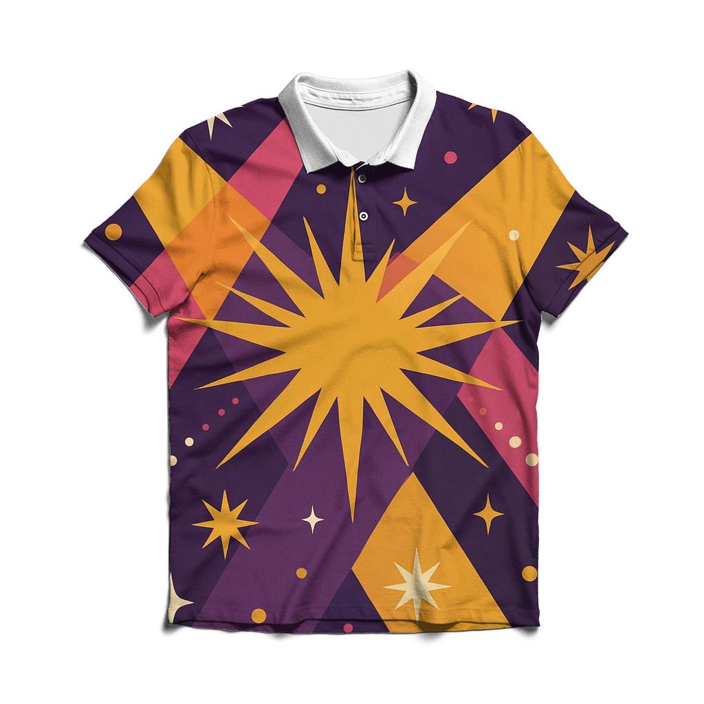 Disco Spotlights And Starbursts stylish collar polo tees