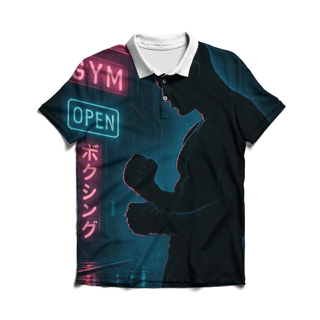 Neon Alley Shadow Boxer branded logo polo shirts