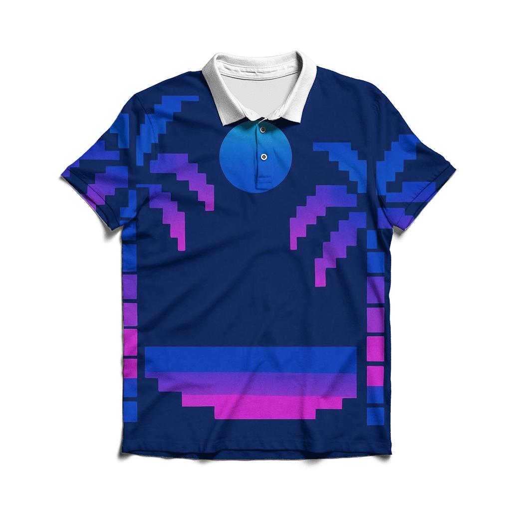 Miami Night Palm Silhouette Blocks custom polo shirts