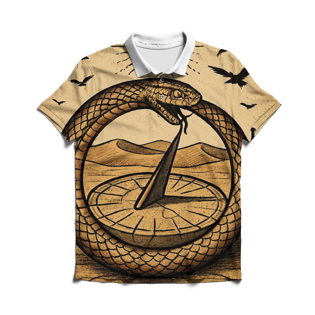 Ouroboros Desert Eclipse Sundial embroidered polo tops