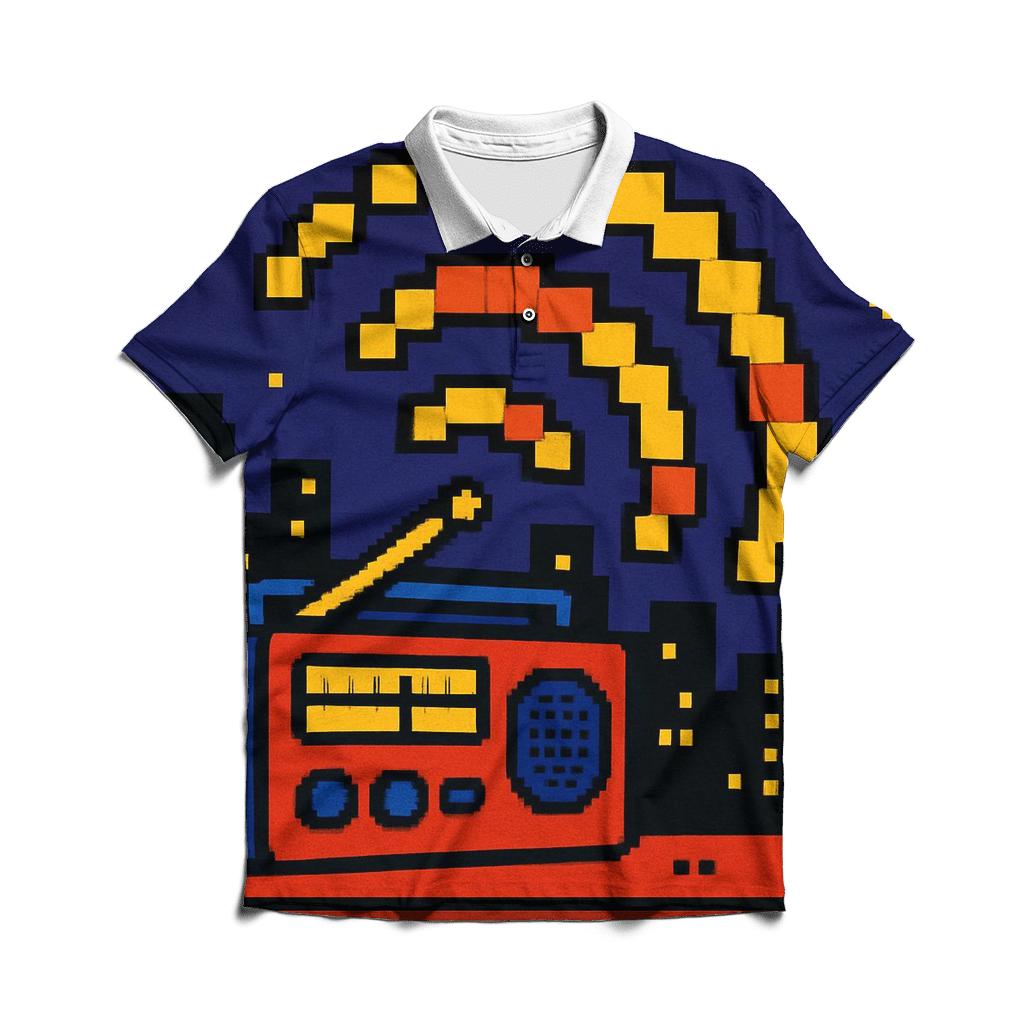 Pixel Radio Skyline embroidered polo tops