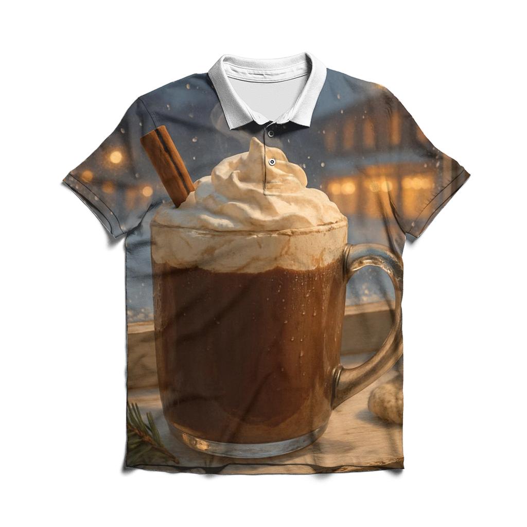 Hot Cocoa On The Winter Windowsill designer slim fit polos
