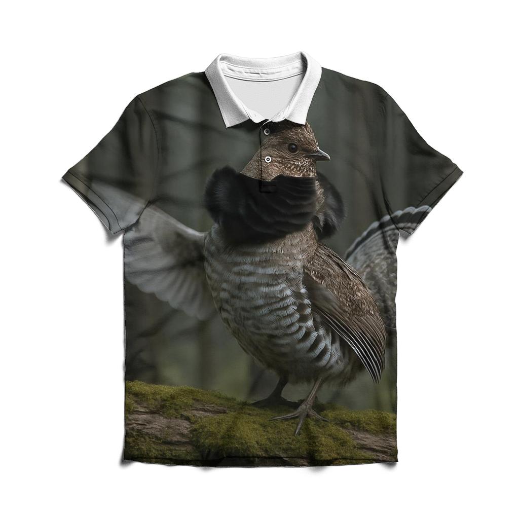 Boreal Drumming Ruffed Grouse personalized polo shirts