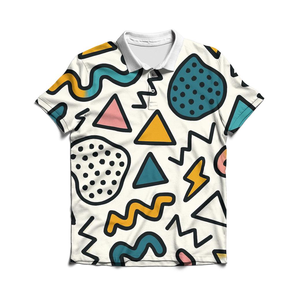 Memphis Sticker Scatter Party classic pique polos